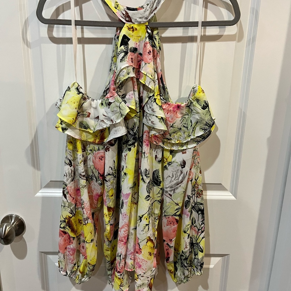 Floral cold shoulder blouse